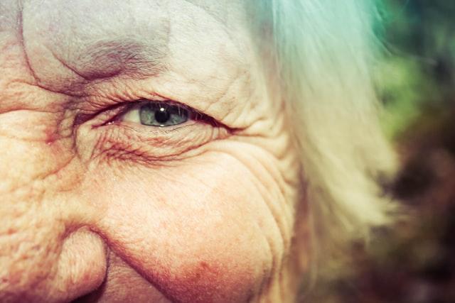 Closer look of an elderly woman's eye